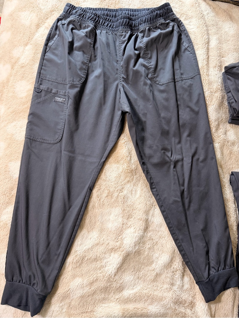 Cherokee Pewter XL Elastic-Waist Cargo Jogger Pants